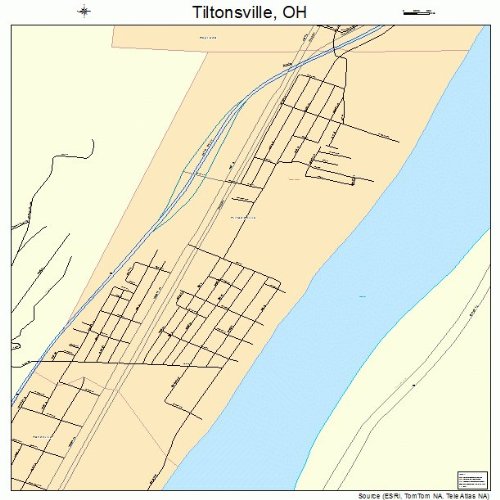 Large Street & Road Map of Tiltonsville, Ohio OH Printed poster size