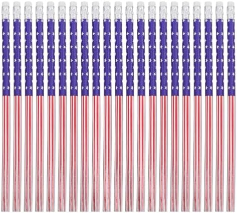 CAXUSD 96 Adet Amerikan Bayrağı Temalı Vatansever Ahşap Kalem, Bağımsızlık Günü Okul Yazı Gereçleri, Festival Parti Hediyeleri, Ofis Çalışanları, Öğrenciler ve Öğretmenler İçin Malzemeler - Görsel 1