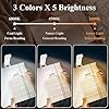 Alyvisun Luce da Lettura, 3 Modalità di Colore e 5 Livelli di Luminosità Regolabili, [Funzione Timer e Ricaricabile via USB], Lampada da Libro con Clip, Autonomia 80 ore (bianco)