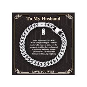 Gamtic Men’s Bracelets Gifts for Men – Engraved Silver Cuban Chain Bracelet Love Massage Personalised Mens Bracelets Birthday Valentines Christmas Presents for Men Teenage Boys