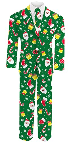 Kids Christmas Suits Boys Ugly Dresswear Sets with Tie Santa Slim...