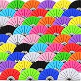Blulu Large Folding Fans for Line Dancing 13 Inch Boots on The Ground Fan for Line Dancing for Women Men(Classic Color,48 Pcs)
