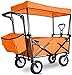 Chariot Utilitaire Pliant extérieur avec Plateau Amovible, Poussette de Jardin Portable avec Panier de Rangement (Orange)