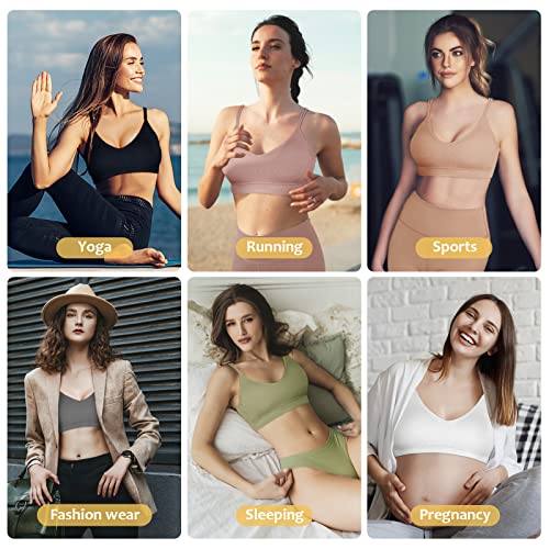 Omisy 4 Pieces V Neck Cami Bra Bralettes For Women,Padded Seamless Bralette Straps Sleeping Bra With Elastic Straps #TOP5
