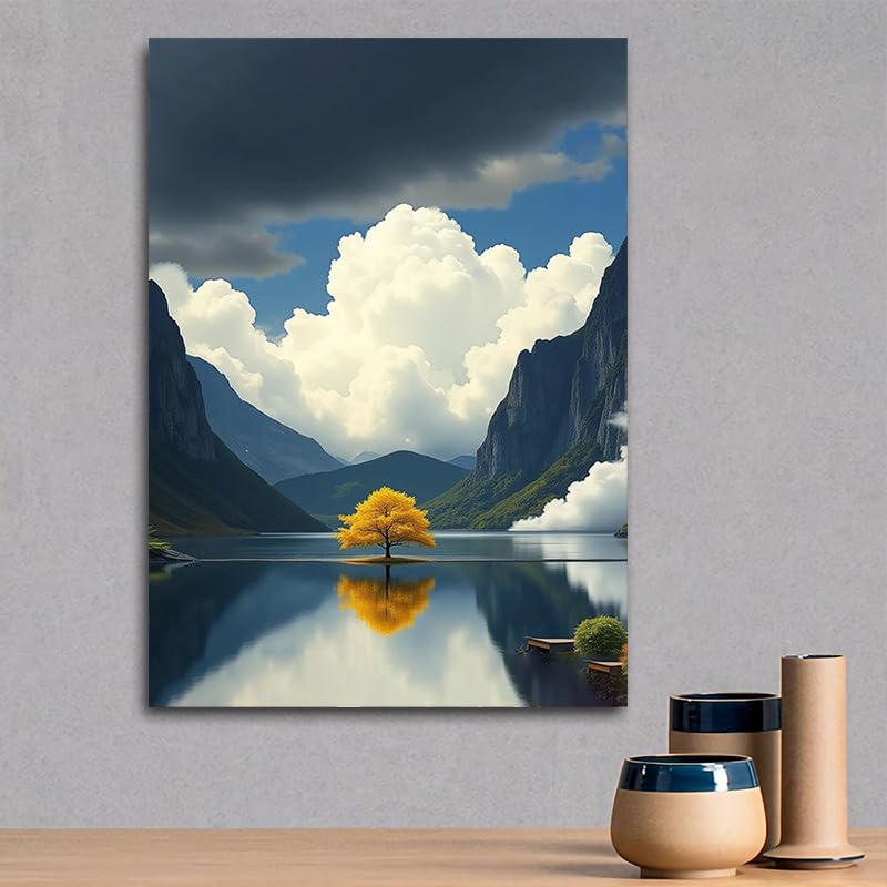 Cuadro decorativo de paisaje de montaña y lago para decoración de interiores 2