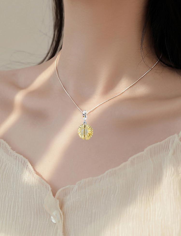 Miniatura 6 de NanMuc You are My Sunshine - Abalorio de girasol para pulseras Pandora con cuentas colgantes para mujer