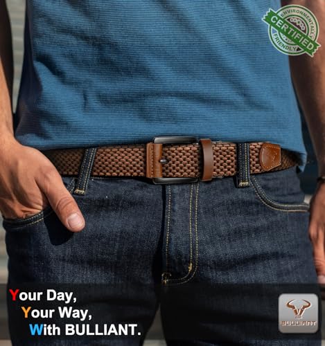 Image of BULLIANT Men Belt Rerversible Golf Belt Stretch Braided for Gift Men 1 3 /8 inch-2 In 1 Belt