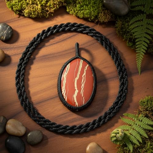 Collier jaspe rouge naturel LKBEADS, cadeau idéal symbole d'énergie - 2