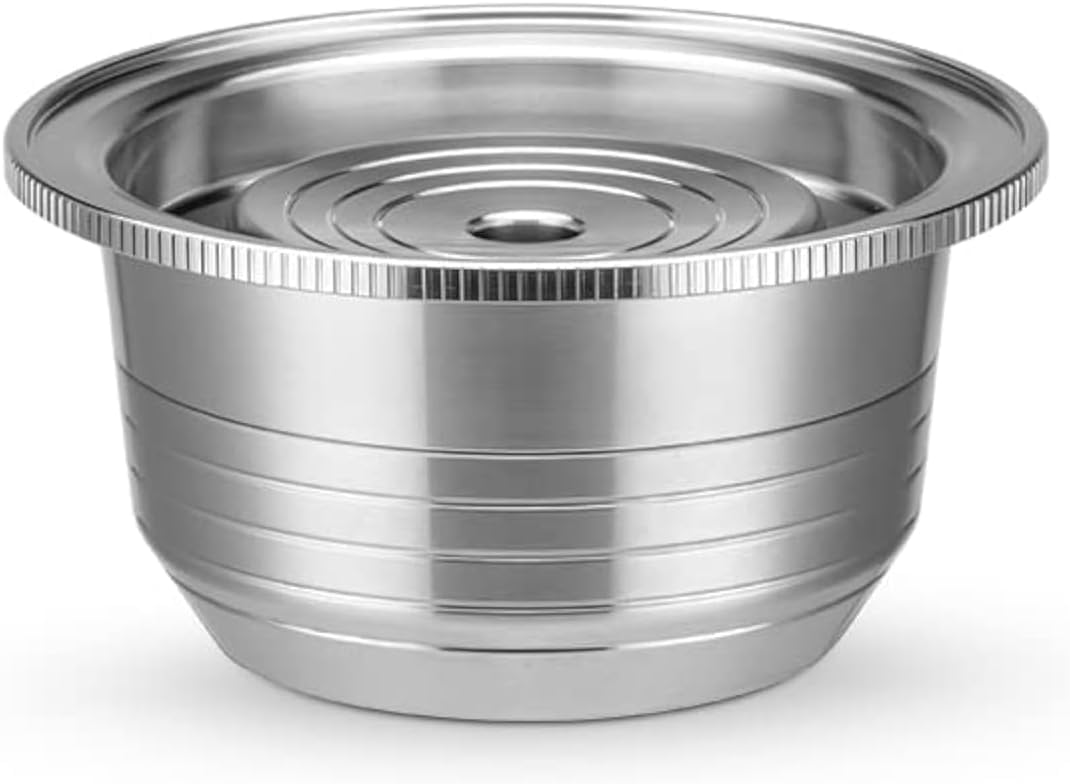Cápsulas de café recargables de acero inoxidable reutilizables (8 onzas, 240 ml), compatibles con cápsulas Nespresso Vertuo Espresso, cápsulas recargables, 1 cuchara reutilizable, 1 cepillo (plata)