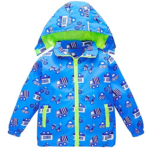 HZXVic Toddler Boys Raincoat Waterproof,Lightweight Kids Rain Poncho Jacket Windbreaker Outwear Coat (Blue car,6)