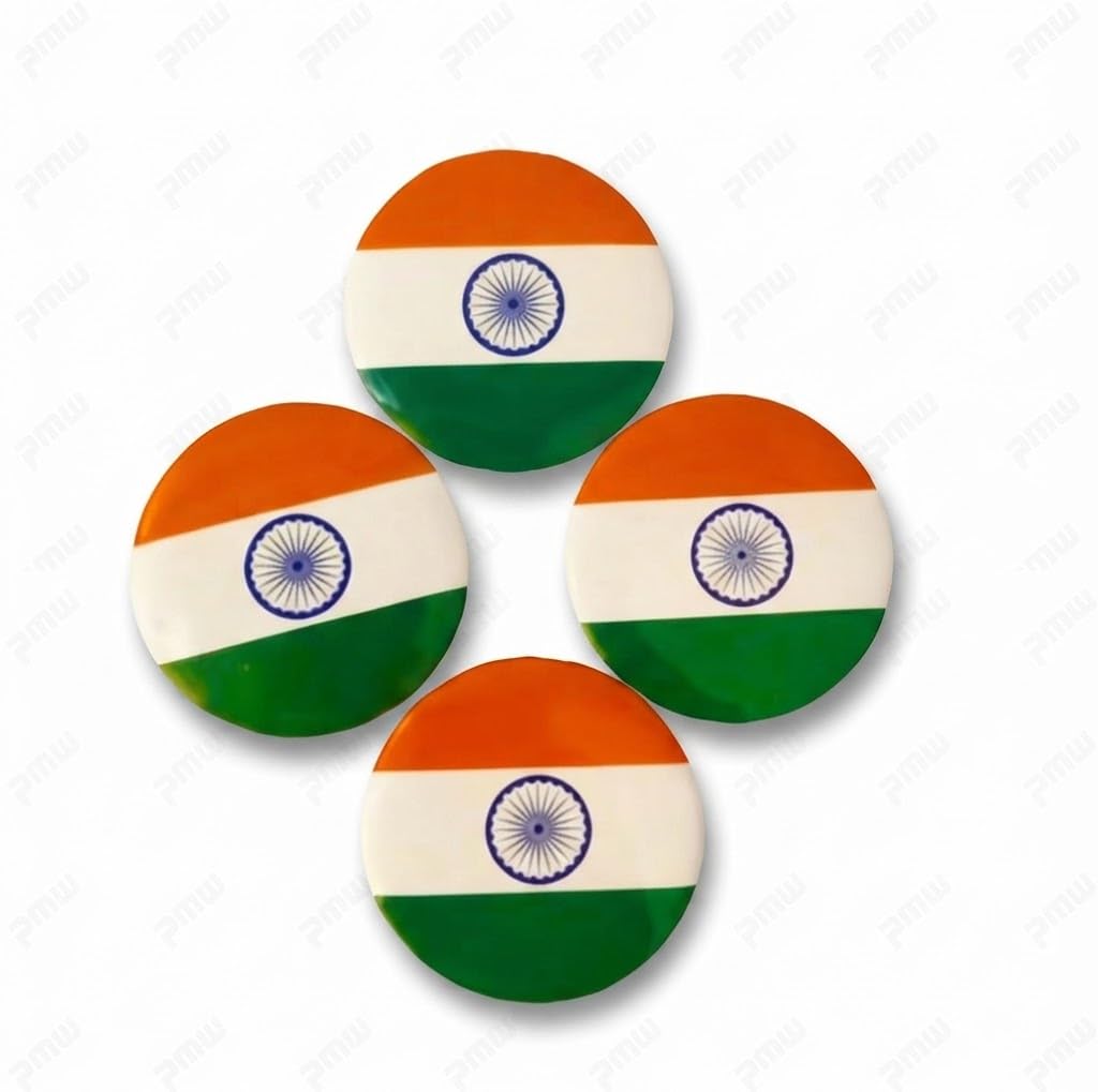 pmw Round Indian National Flag Brooch Pins Pack of 12 | Premium Enamel Metal Tiranga Badge Tricolour Lapel Pins for Independence Day, Republic Day, School, Office, Uniforms, Events & Patriotic Celebrations-picture-2