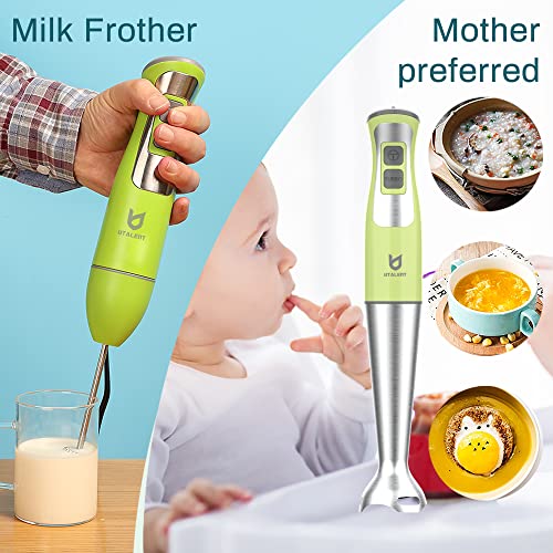 Immersion Hand Blender, UTALENT 5-in-1 8-Speed Stick Blender with 500ml Food Grinder, BPA-Free, 600ml Container,Milk Frother,Egg Whisk,Puree Infant Food, Smoothies, Sauces and Soups - Green image 6