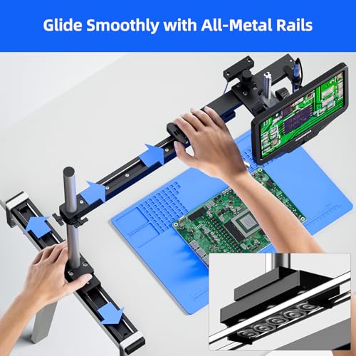 Image of Andonstar AD409 SA 10.1'' HDMI Soldering Digital Microscope with Slide Rail Arm, Endoscope, 300X USB Electronic Microscope Camera for Professional PCB Repair, Soldering, Electronics, Windows PC