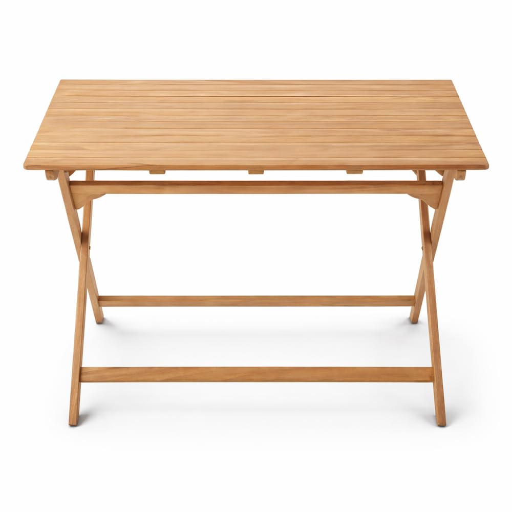 Tavolo Pieghevole da Giardino in Legno Teak BANCHETTO | Tavolo Salvaspazio Richiudibile per Esterno e Interno | Tavolo da Pranzo Outdoor | 120 x 70 x 75 cm