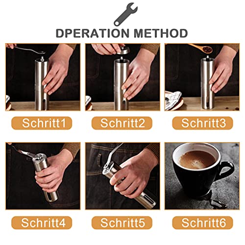 Kaffeemühle manuell, aus Edelstahl Feinstes Kaffeearoma Dank Stufenloser Mahlgradeinstellung & Präzisem Keramik… – Bild 4