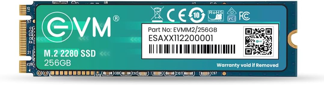 EVM M.2 (2280) 256GB SSD - Fast Performaning SATA Internal Solid State Drive - Read Speed 530MB/s & Write Speed 420MB/s - 5 Years Warranty (EVMM2/256GB)
