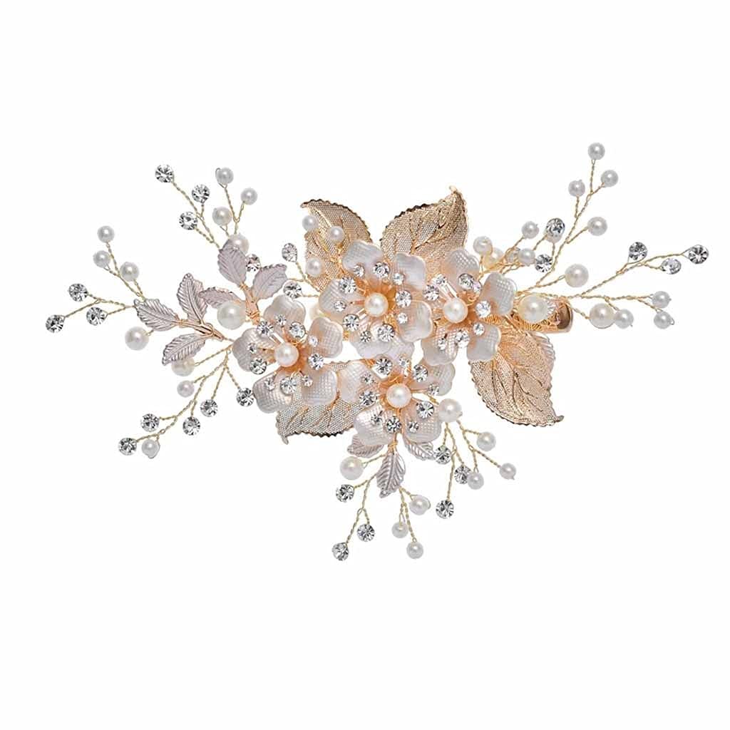 Trendy Flower Wedding Hair Accessories Pearl Rhinestone Hairpin Headdress Handmade Bridal Tiara Jewelry Woman Prom