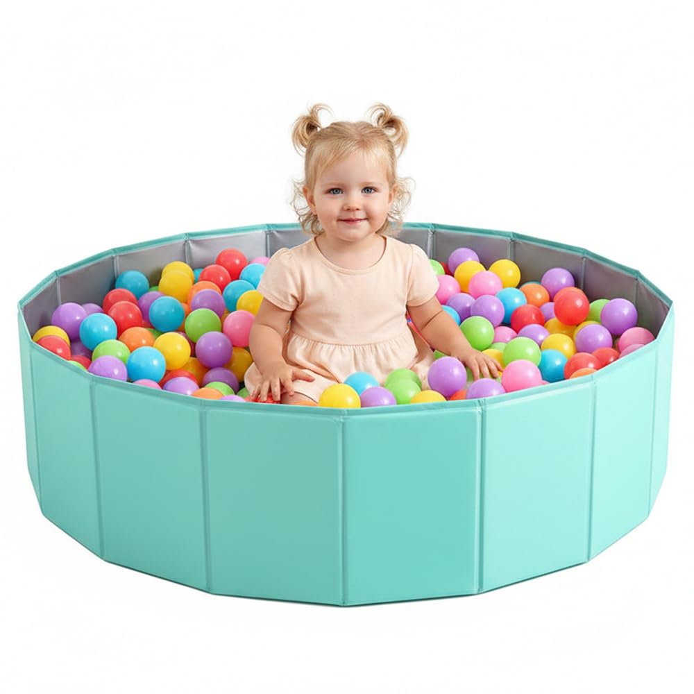 Ball Pit, 80CM Foldable Baby Ball Pit, Kids BallPit, Portable Ocean Ball Pits, Playhouse Playpen Ocean Ball Pool for Baby Toddler Boys Girls Dogs Pets Indoor Outdoo, Blue