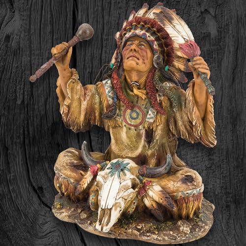 Estatua Jefe Nativo Americano en Resina 10''x8.75''x9'' miniatura 4