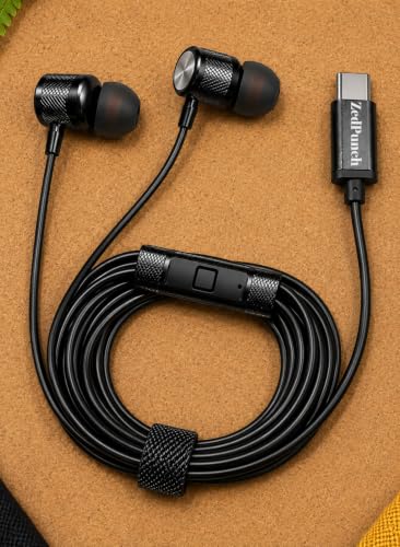 Image of Type C Wired in-Ear Earphones with Mic | 10mm Dynamic Driver | Button Control | Magnetic Gaming Earbuds | HD Calling & Voice Assistant | Metal Build | Compatible with Android USB C Devices