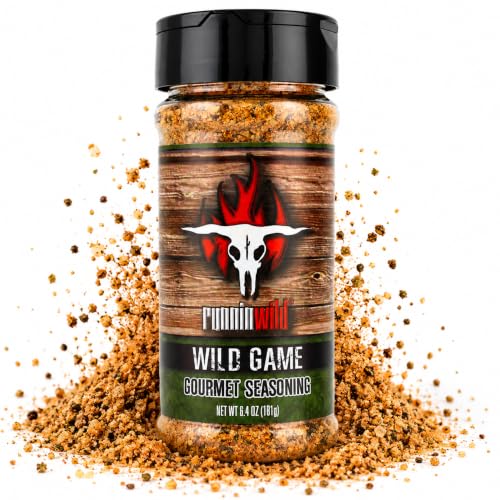 Gourmet Wild Game Seasoning | Premium Game Meat Rub for Venison, Lamb, Deer, Sausage, Jerky, Boar, Turkey, Elk, and more! | No Artificial Flavors, No MSG Added | Runnin' Wild Foods, 6.4 ounces