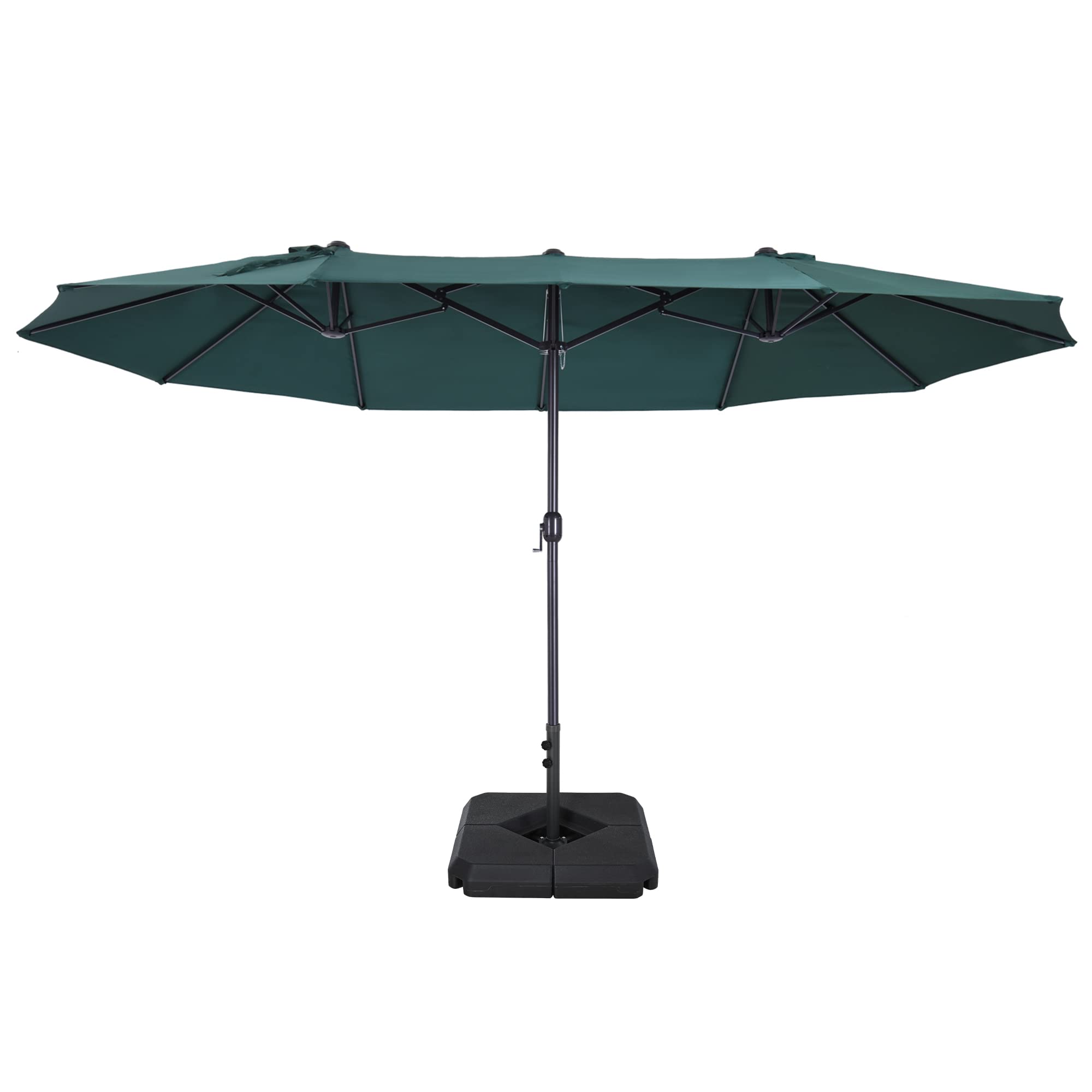 Outsunny Green 4.6M Garden Parasol Double-Sided Sun Umbrella Patio Market Shelter Canopy Shade With Weight Base,