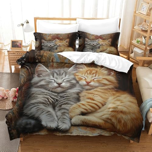 Housse de couette chiots 3D parure lit microfibre douce 260x220 - 3