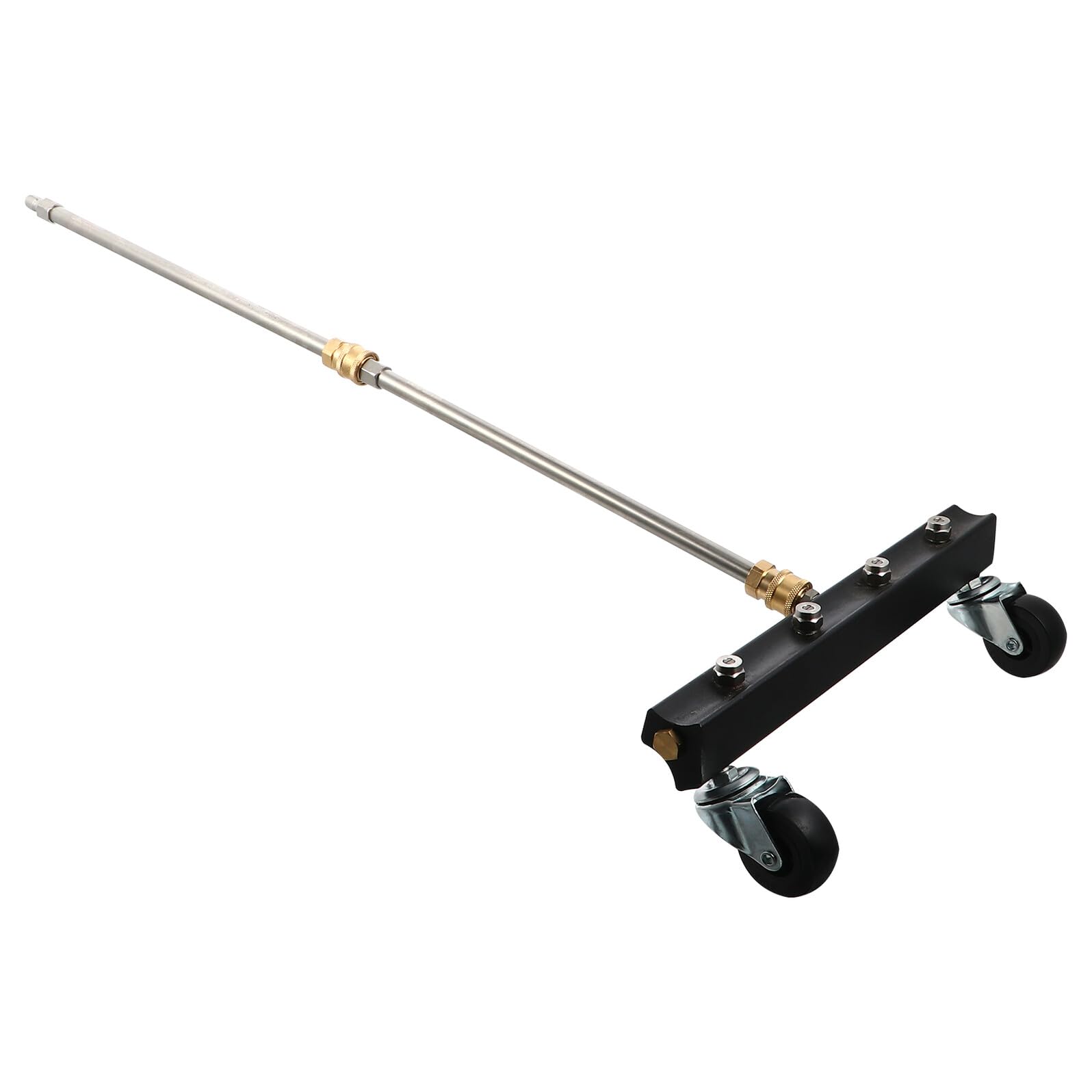 Limpiador de Chasis de Alta Presión Rueda, Acero Inoxidable | Conector 1/4 de Conexión Rápida, para Chasis y Suelo, Acabado Negro Latón y Plástico