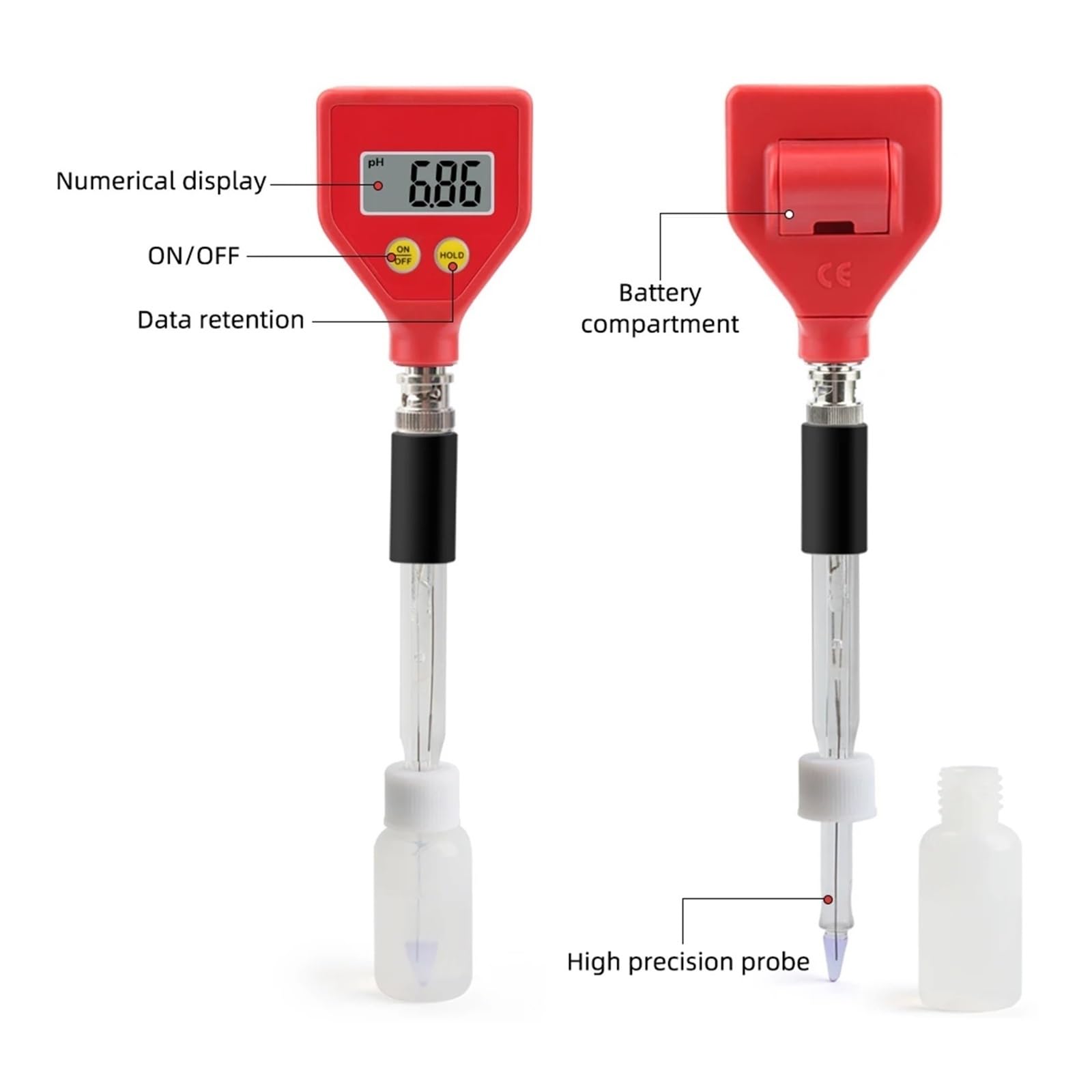 Medidor de suelo, Medidor de pH digital ATC, medidor for suelo y fruta, 0-14, analizador, for acuarios, piscinas, instrumentos análisis calidad del agua para jardinería, agricultura