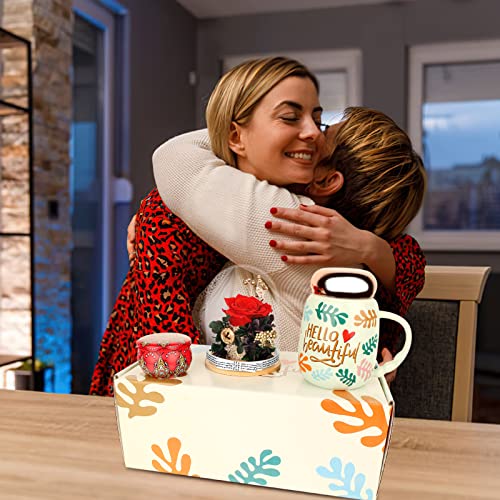 Preserved Flower Rose Gifts For Women, Light Up Fresh Rose Flowers Coffee Mug Cup Scented Candle Set Gift Basket For Decor, Forever Flowers Birthday Gifts For Mom, Thank You Christmas Valentines Day #TOP7