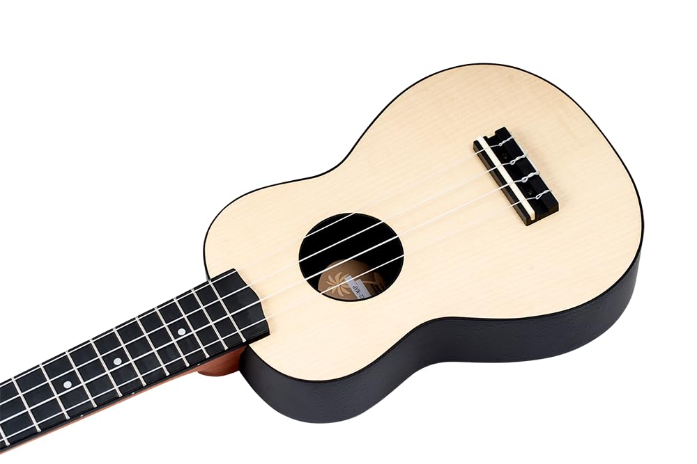 Ortega Guitars Ukulélé Soprano acoustique - Keiki K2 - Kit de démarrage incluant Accordeur, Courroie, 5 Médiators Medium et Sac à cordon - érable (K2-MAP)
