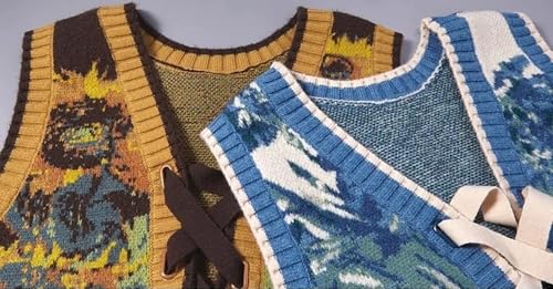 Aesthetics Sweater Vest Women Floral Sweaters for Women Floral Vest Sleeveless Sweater Y2k Tie Front Sweater Vests3