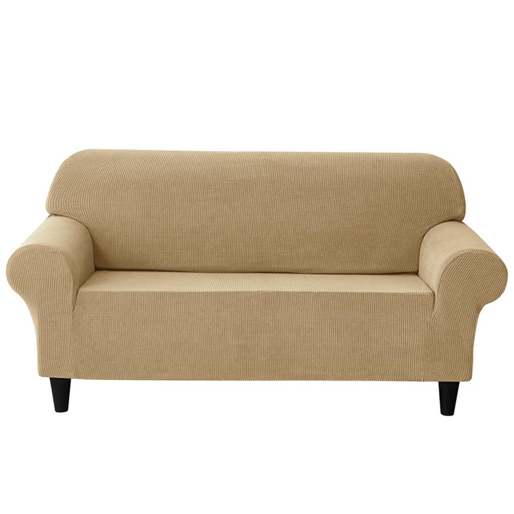 Fundas de sofa lavables a maquina que cubren sofás de tres plazas elásticas Jacquard caqui