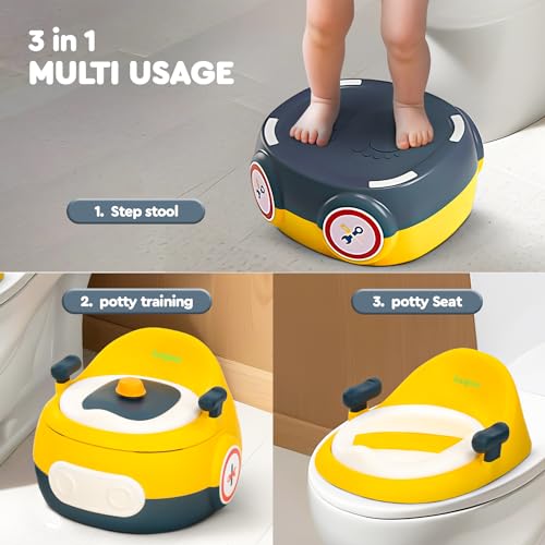 Image of Baybee 3-in-1 Baby Potty Training Seat | Comfortable & Safe Kids Potty Chair with Anti-Slip Toilet Seat, Removable Pot, Handles & Splash Guard | Potty Seat for Boys & Girls (Yellow)