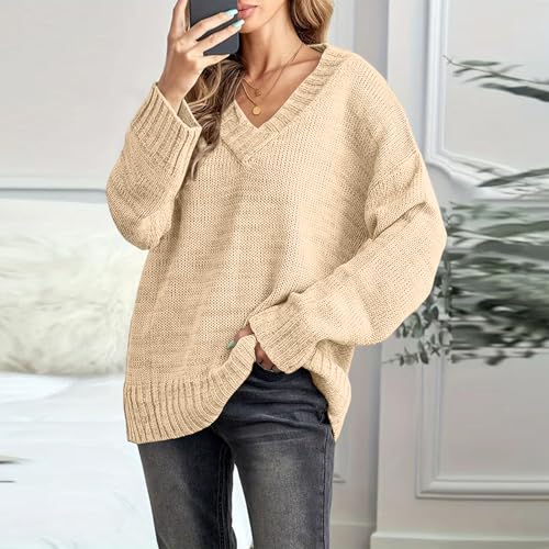 Fall Sweaters for Women V Neck Long Sleeve Lightweight Tunic Sweaters - image 6