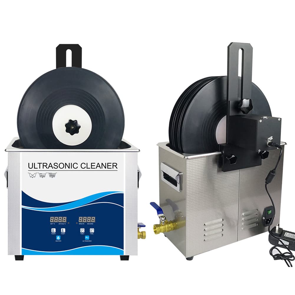 Pulitore a ultrasuoni per Dischi in Vinile da 6,5 l, Sistema di Pulizia per Dischi in Vinile riscaldato da 300 W con Temperatura Regolabile e degasaggio, Staffa di Sollevamento, per Dischi L
