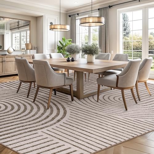 Boho Area Rug 5x7 Machine Washable Rugs for Living Room Non Slip Soft Carpet Geometric Jacquard Textured Carpet for Bedroom Dining Nursery Office Living Room Rug-Khaki by RESARE - Used condition - Image 3