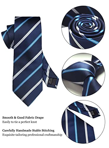 Image of Striped Plaid Polka Dot Mens Tie Formal Necktie Pocket Squares Ties Clips Cufflinks Classic for Men Set
