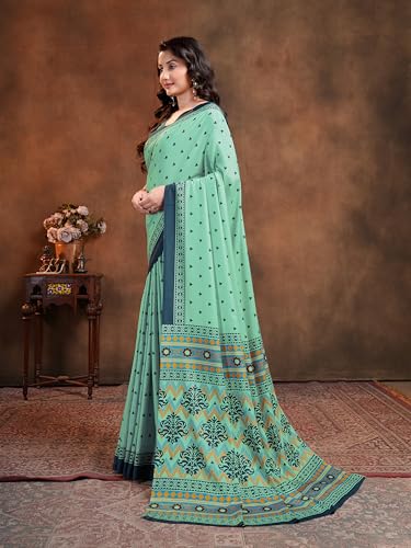 Image of Garden Vareli Floral Booti Print Crepe Saree With Unstitched Blouse Piece