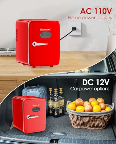 Image of Skincare Fridge - 4L Mini Fridge for Bedroom, Office and Car, for Refrigerating Makeup, Skincare and Food, Cooler and Warmer, Beverage Cooler, Red