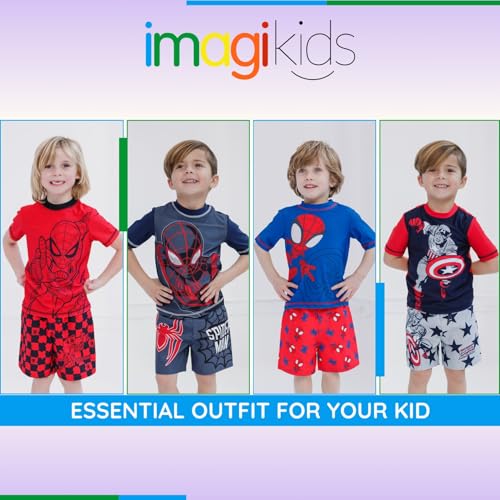 Image of Marvel Boys' Swimwear 2-Piece Rashguard and Swim Trunks Set Toddler to Big Kid