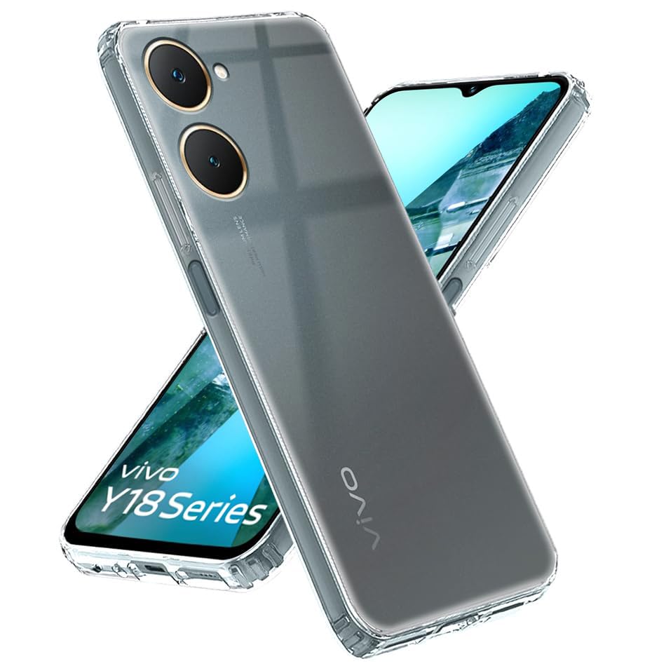 Image of Amazon Brand - Solimo Mobile Cover for Vivo Y18 4G / Y18e 4G / Y03 4G / T3 Lite 5G / Z9 Lite 5G (Soft & Shockproof Back Case with inbuilt Cushioned Edges), Transparent