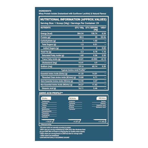 TrueBasics Clean Whey 100% Protein Isolate Powder, Vanilla, 1kg — Whey Protein Isolate - image 8