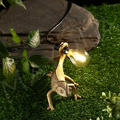 Image of MAYOLA Modern Chameleon Table Lamp,Desk lamp,Night Light,Wall Lamp, Resin Chameleon Lighting Fixture for Living Room, Bedroom, Office,Kids(Table Lamp, B-Gold)