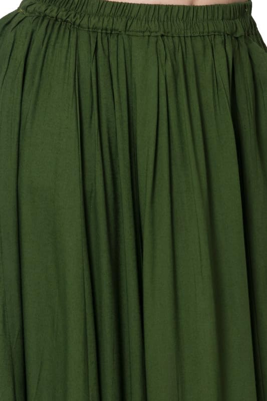 Image of NYPA Women Embroidery Soild Cut Sleeves Kurta And Soild Skirt Set