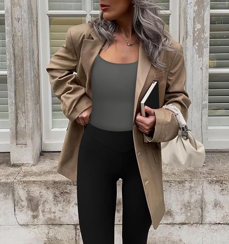 Ekouaer Camiseta Interior Mujer Manga Larga 3 Paquetes Casual Algodón Térmica Otoño Azul Marino Gris Oscuro Negro M