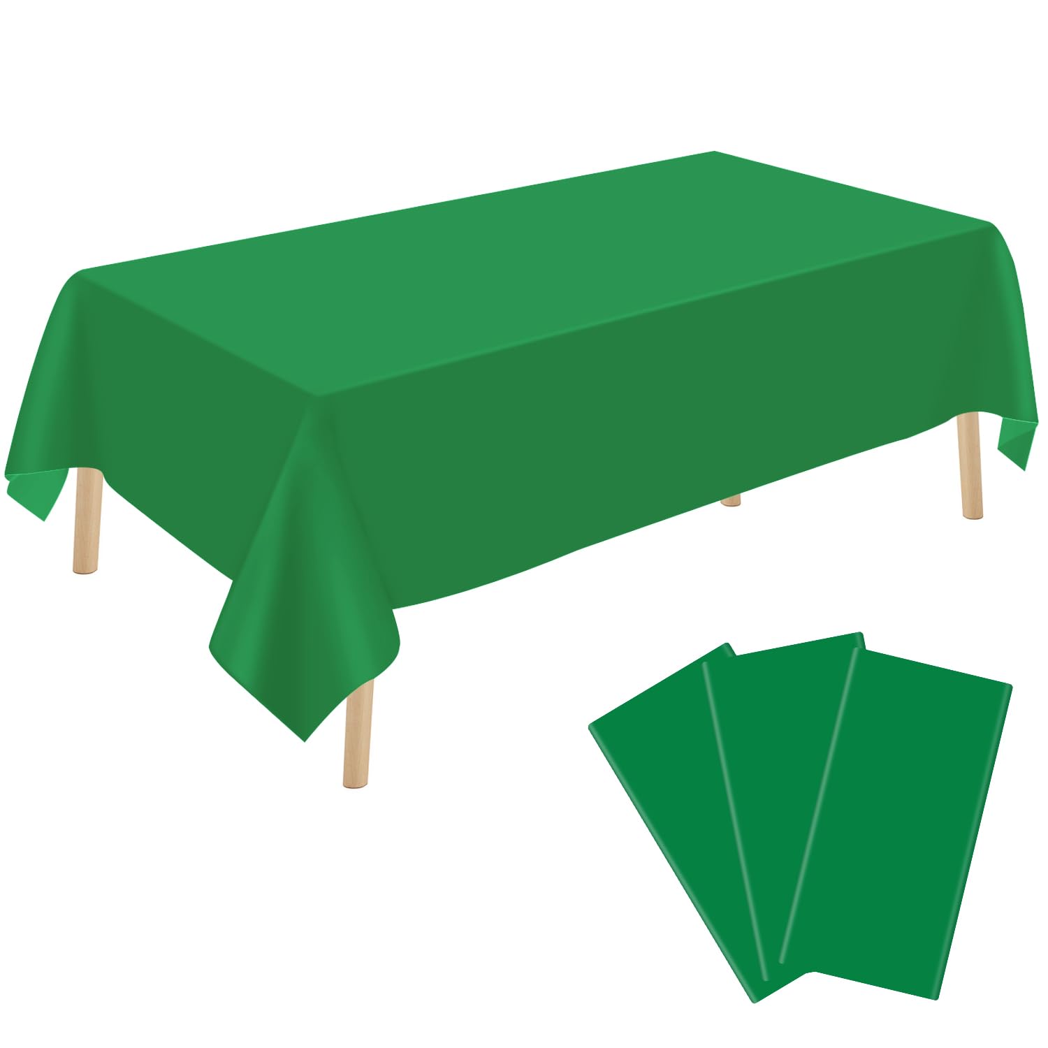 Photo 1 of YSYJ 3 Pack Green Plastic Tablecloth Disposable Rectangular Table Cloth 54 x 108 Inch Table Cover for Parties