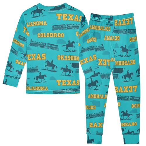Pajama Sets Long Sleeve Western Themed with Cowboys Soft Comfy Sleepwear 2 Piece PJS 3-8T3