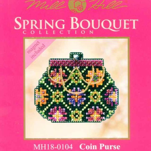 Image of Coin Purse Beaded Counted Cross Stitch Ornament Kit Mill Hill 2010 Spring Bouquet MH18-0104