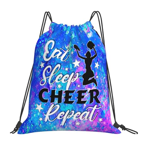Eat Sleep Cheer Repeat Drawstring Backpack Gym String Bag Drawstring Sackpack Sport For Womens Mens